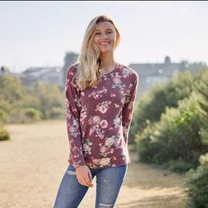 Cozy Soft Burgundy Floral Sweatshirt